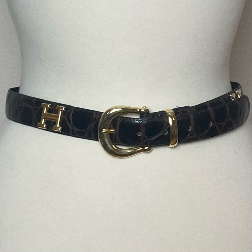 Fantastic “H” Brown Embossed Faux Leather Initial Belt - Picture 3 of 6